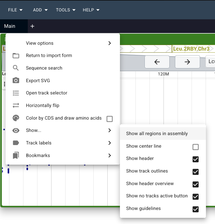 How to navigate to setting the view to all regions of the assembly