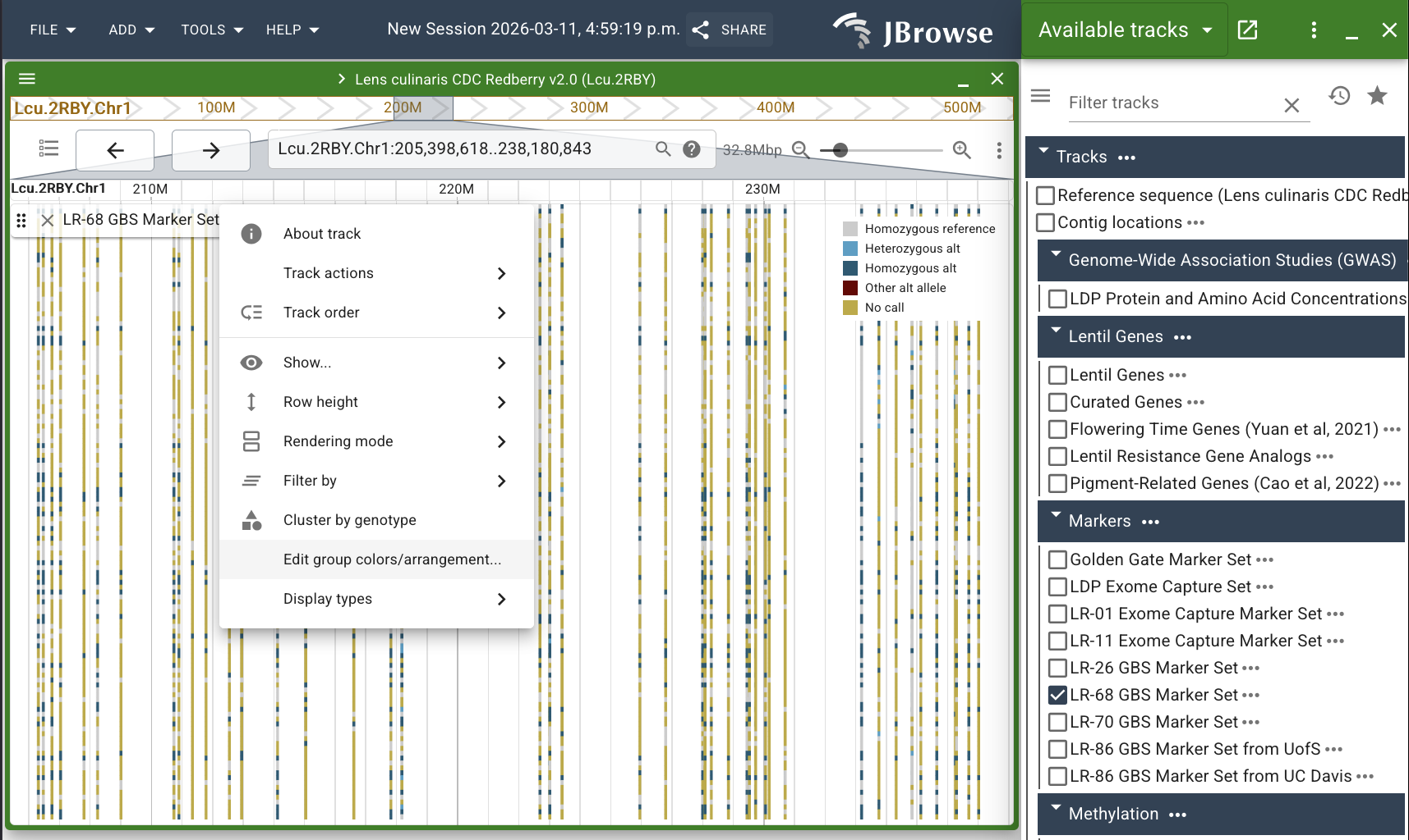 LR-68 GBS Marker Set track in the Lcu.2RBY JBrowse